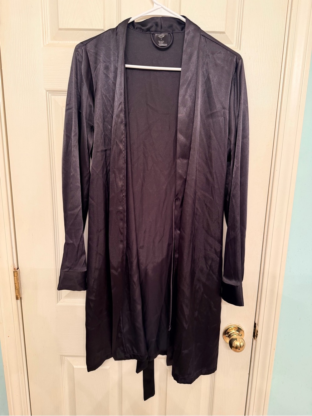 Apt. 9 Black Satin Open-Front Women's Robe
